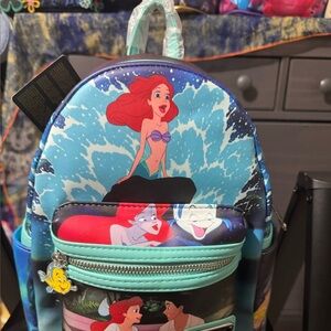 Loungefly hard tag-The little mermaid! Beautiful print outside and interior!